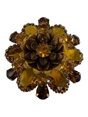 Vintage Amber Colored Brooch Unsigned GORGEOUS!